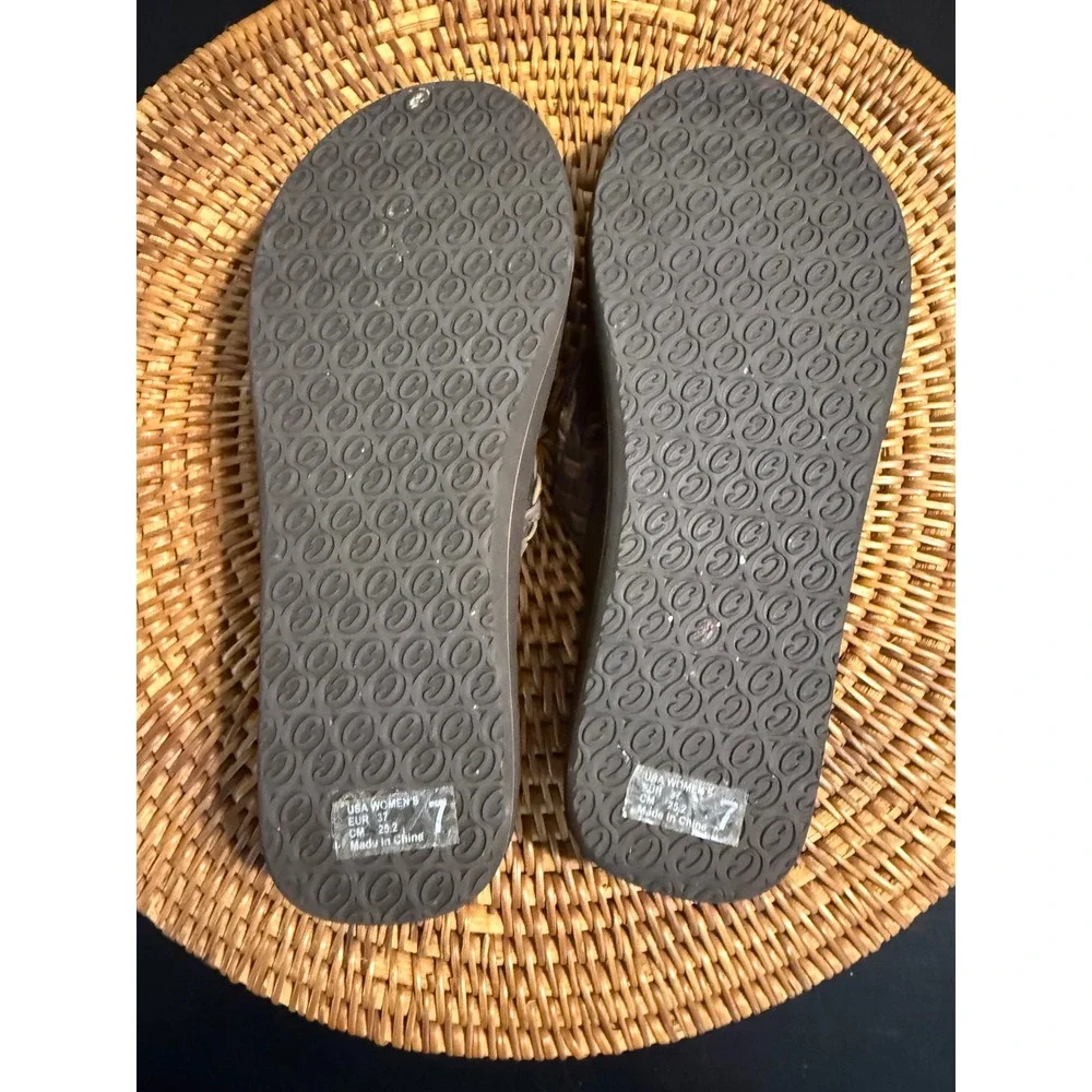 Cobian Braided Strap Flip Flops Brown Womens Size 7 Woven Thong Sandalsi